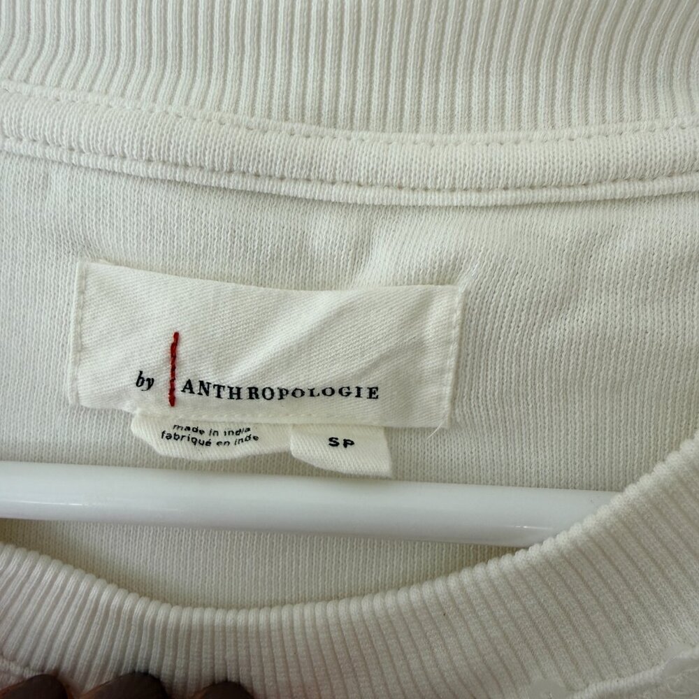Anthropologie White Sequin Ribbed Long Sleeve Sweatshirt - Picture 4 of 5
